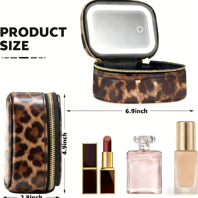 Compact Travel LED Makeup Bag with Lighted Mirror