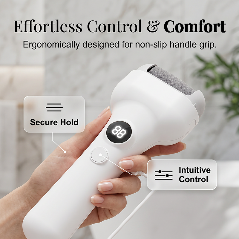 Rechargeable Electric Pedicure Tool with Smart Pressure Sensor