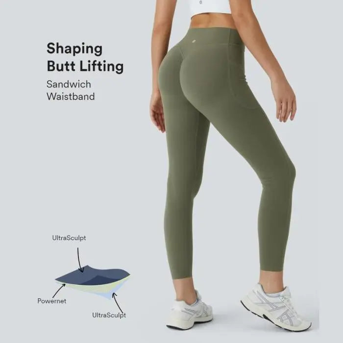 High Waisted Butt Lifting Tummy Control Leggings with Side Pocket